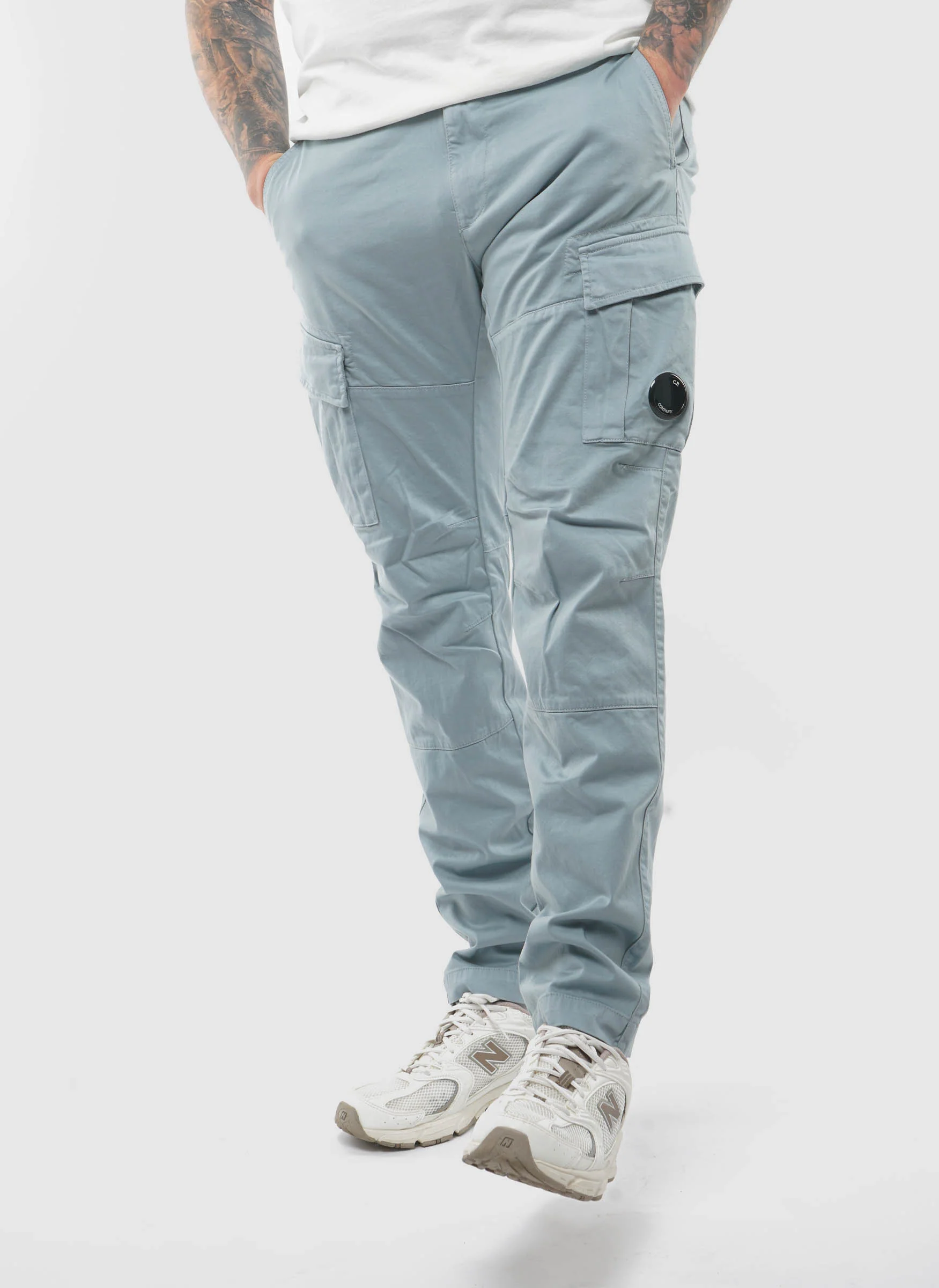 Stretch Sateen Ergonomic Cargo Pants - Silver Blue - Image 6