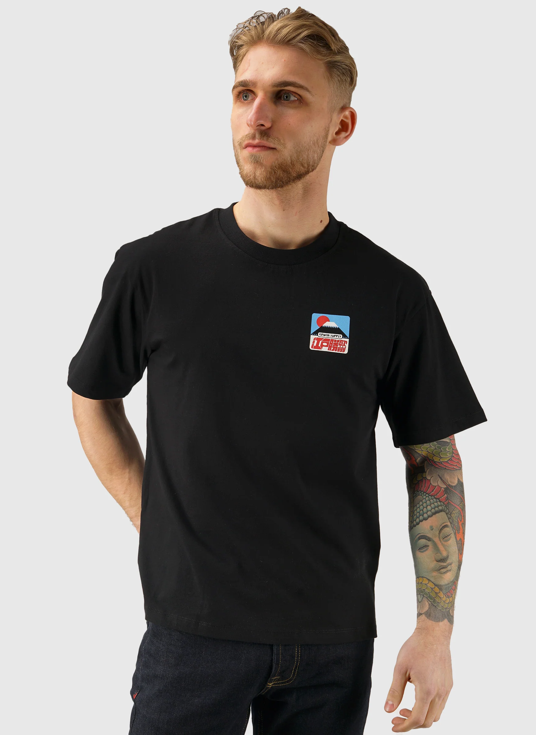 Sunset On Fuji San T-Shirt -Black - Image 2