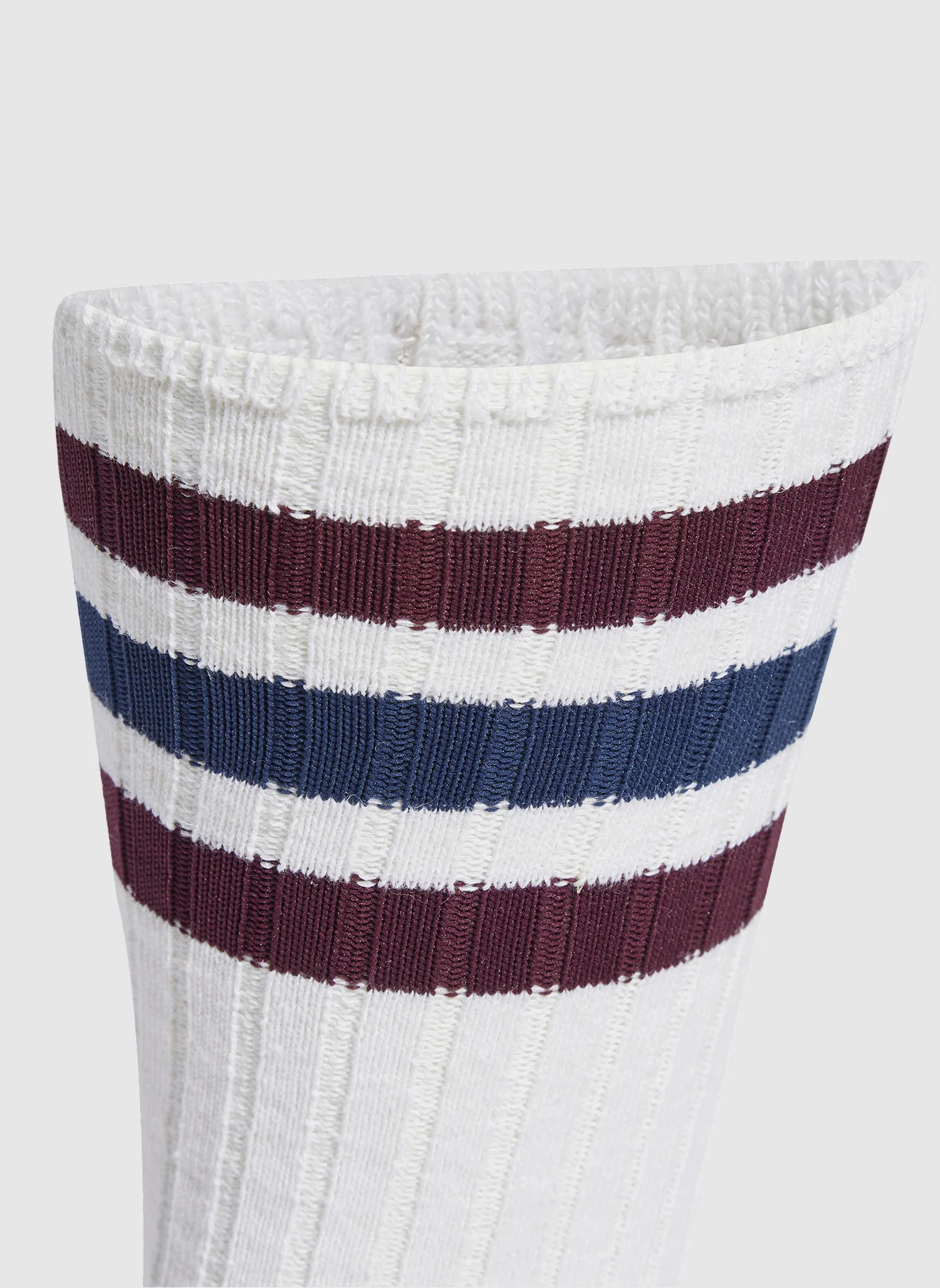 Three Pack Rib Socks - White/Maroon - Image 3