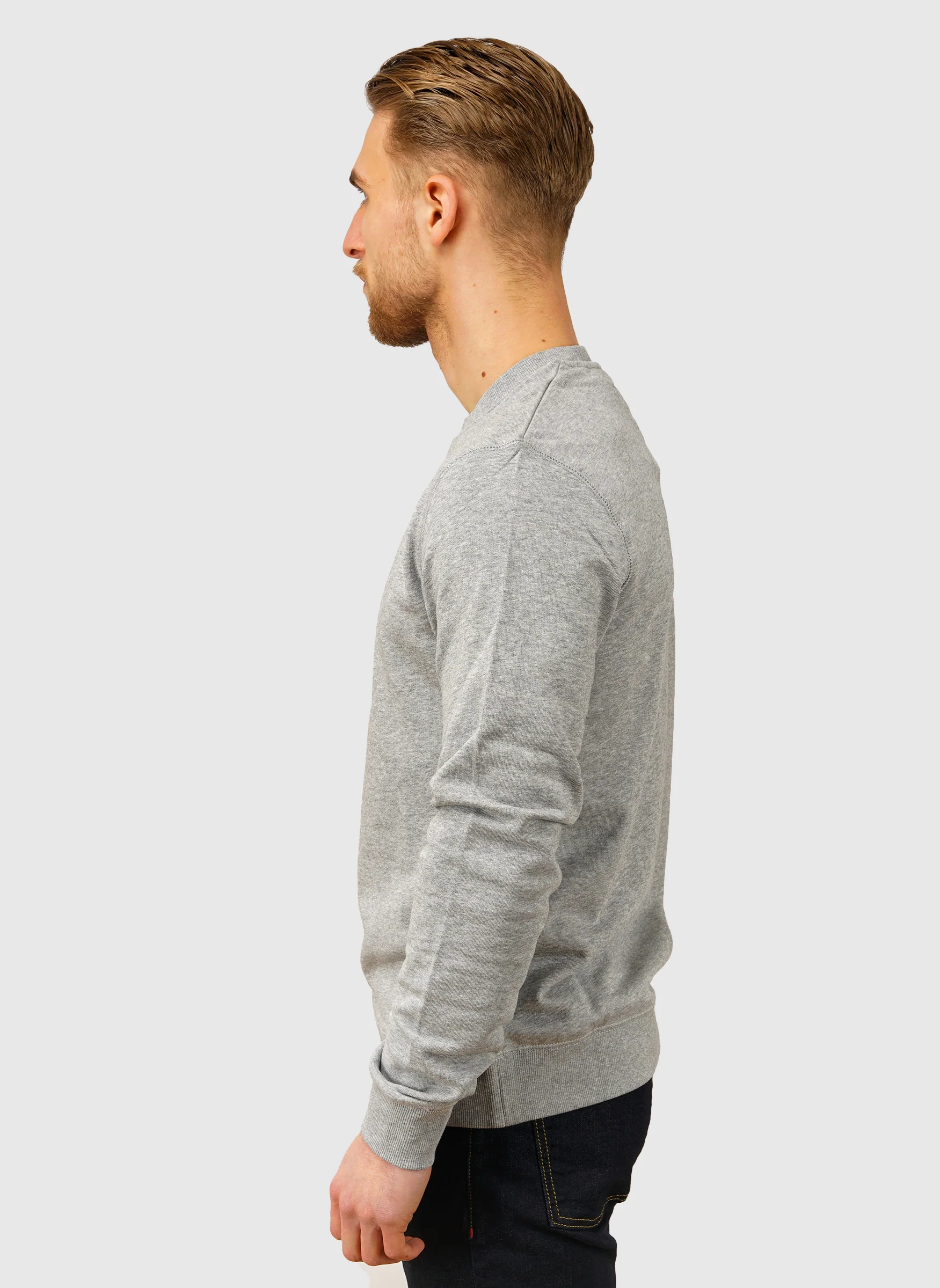 Tim New Crew Neck Sweatshirt - Light Grey Marl - Image 3