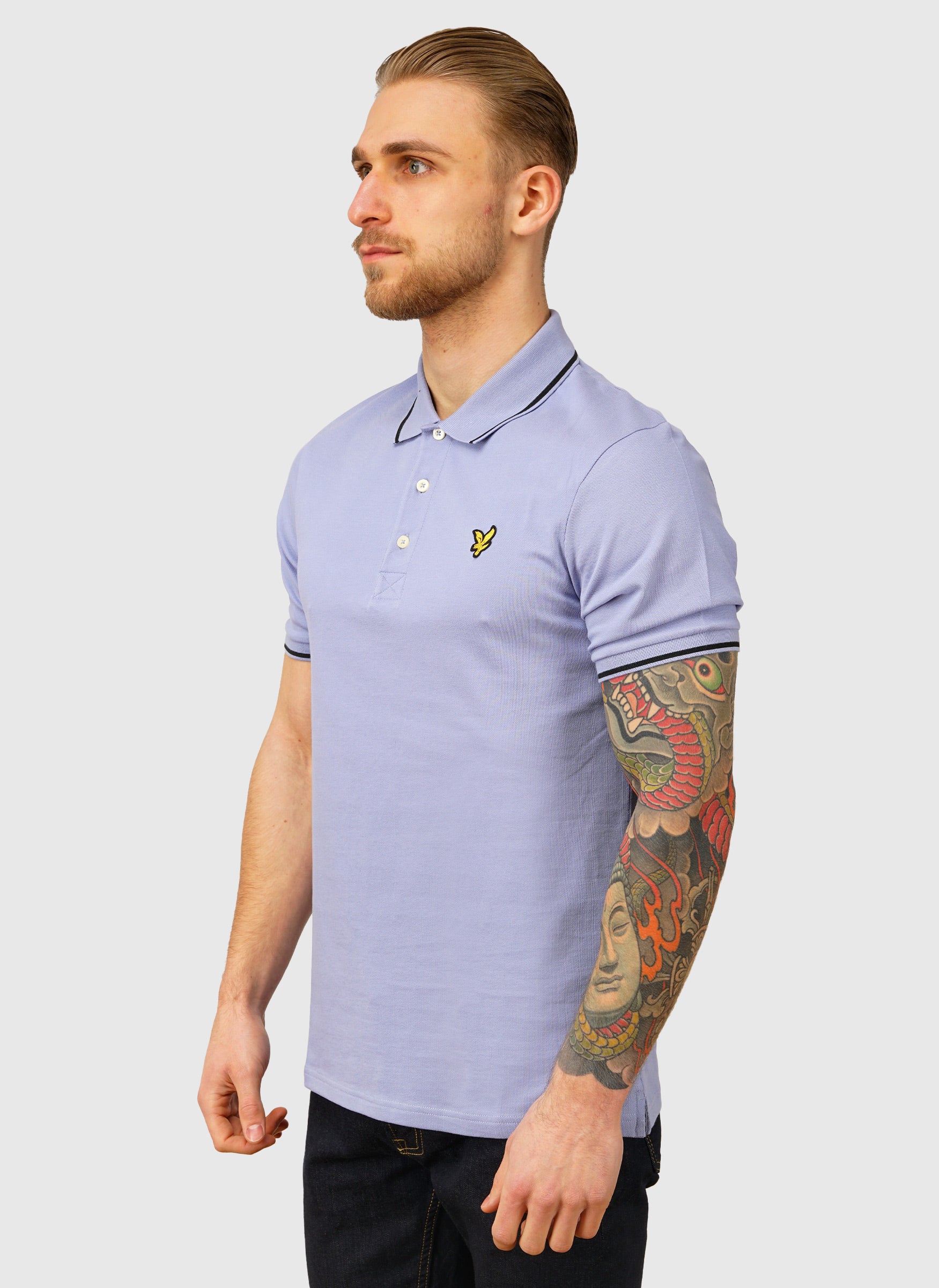 Tipped Poloshirt - Bubble Blue/Jet Black - Image 2