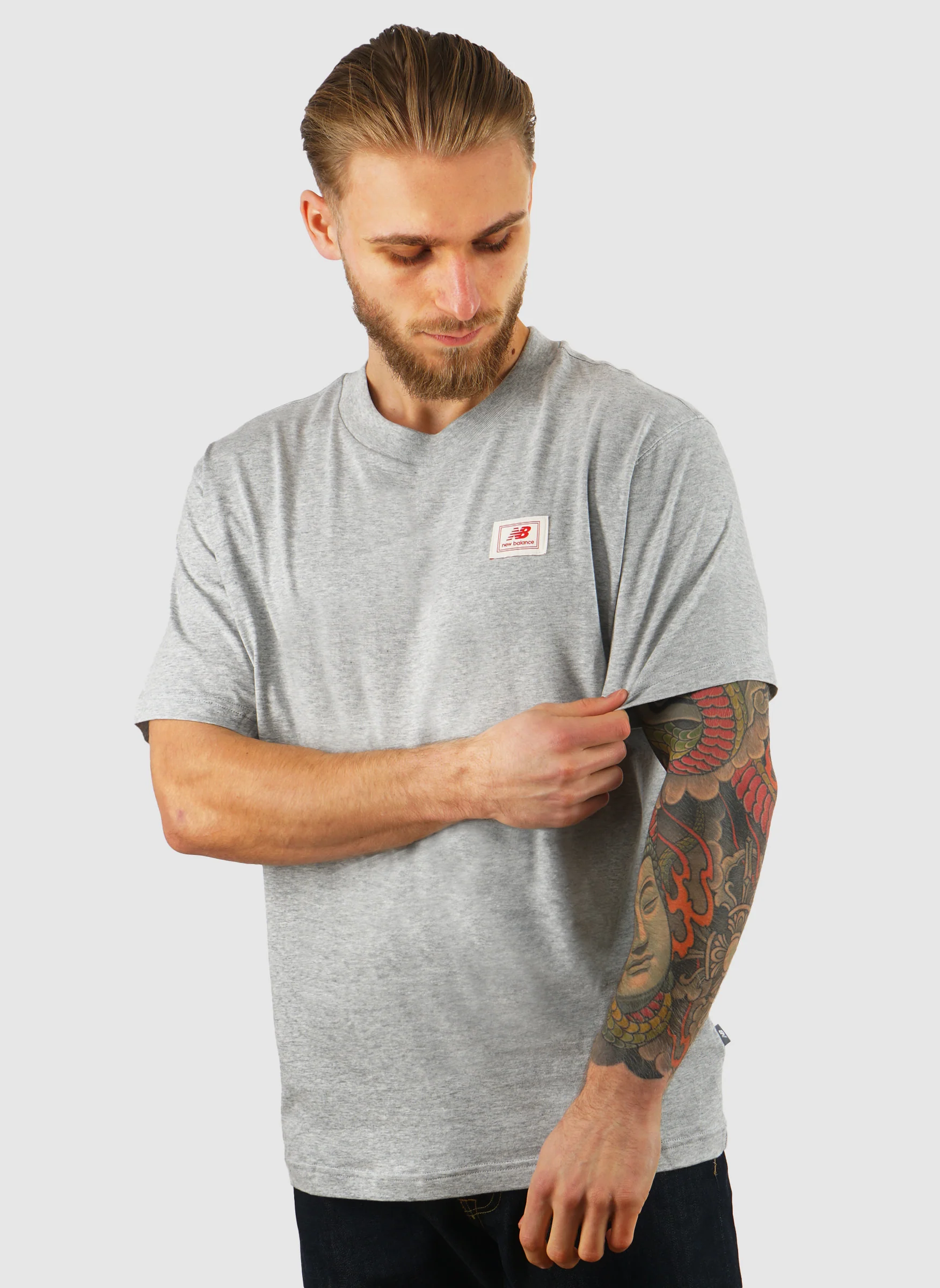 Woven Label T-Shirt - Athletic Grey - Image 3