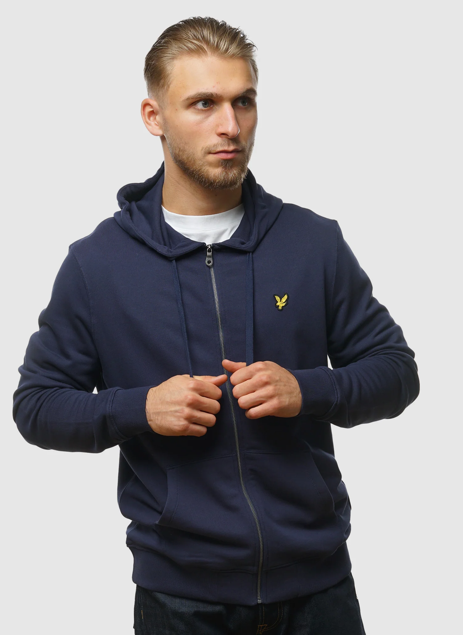 Zip Through Hoodie - Navy - Image 3