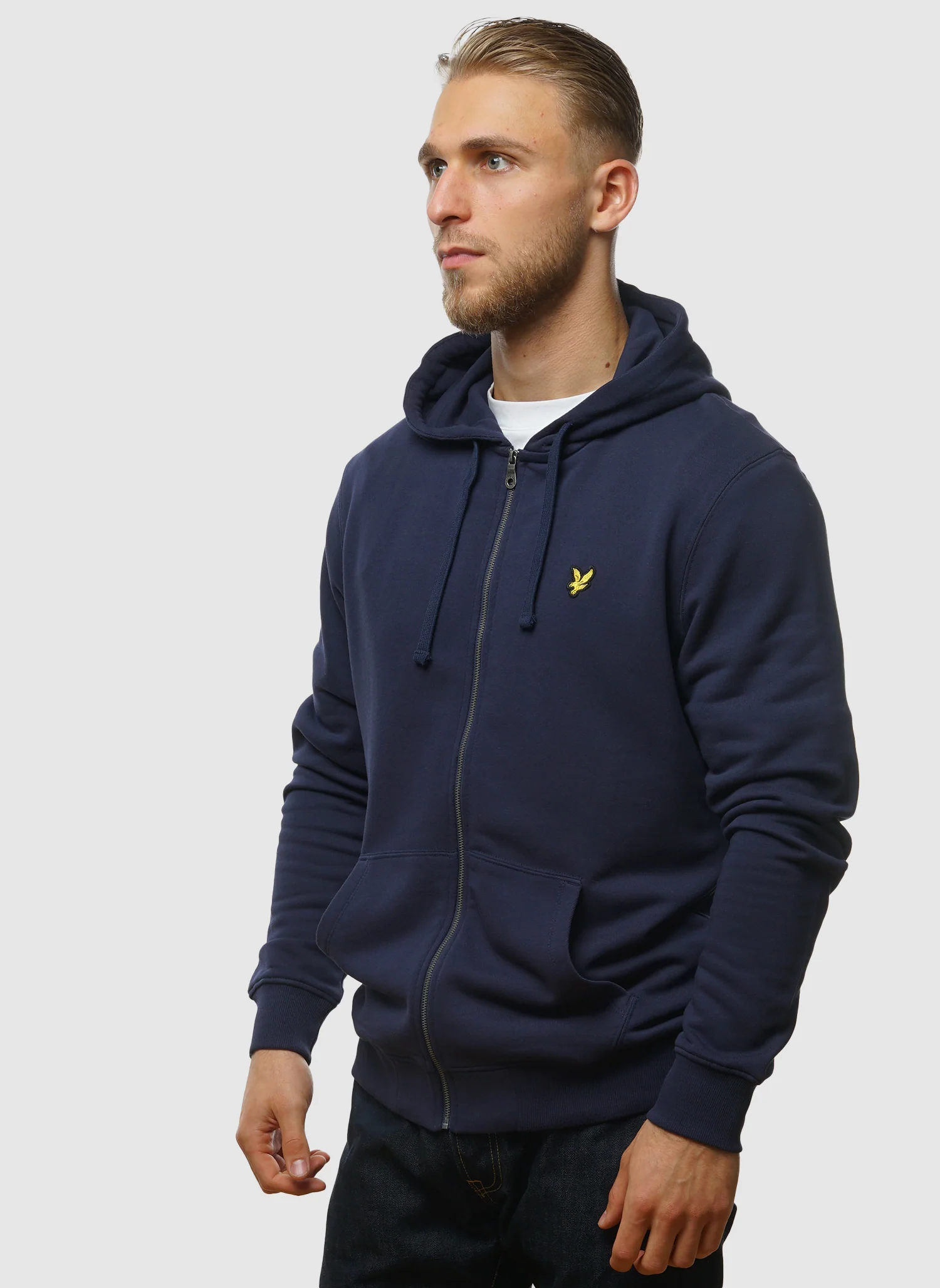 Zip Through Hoodie - Navy - Image 4