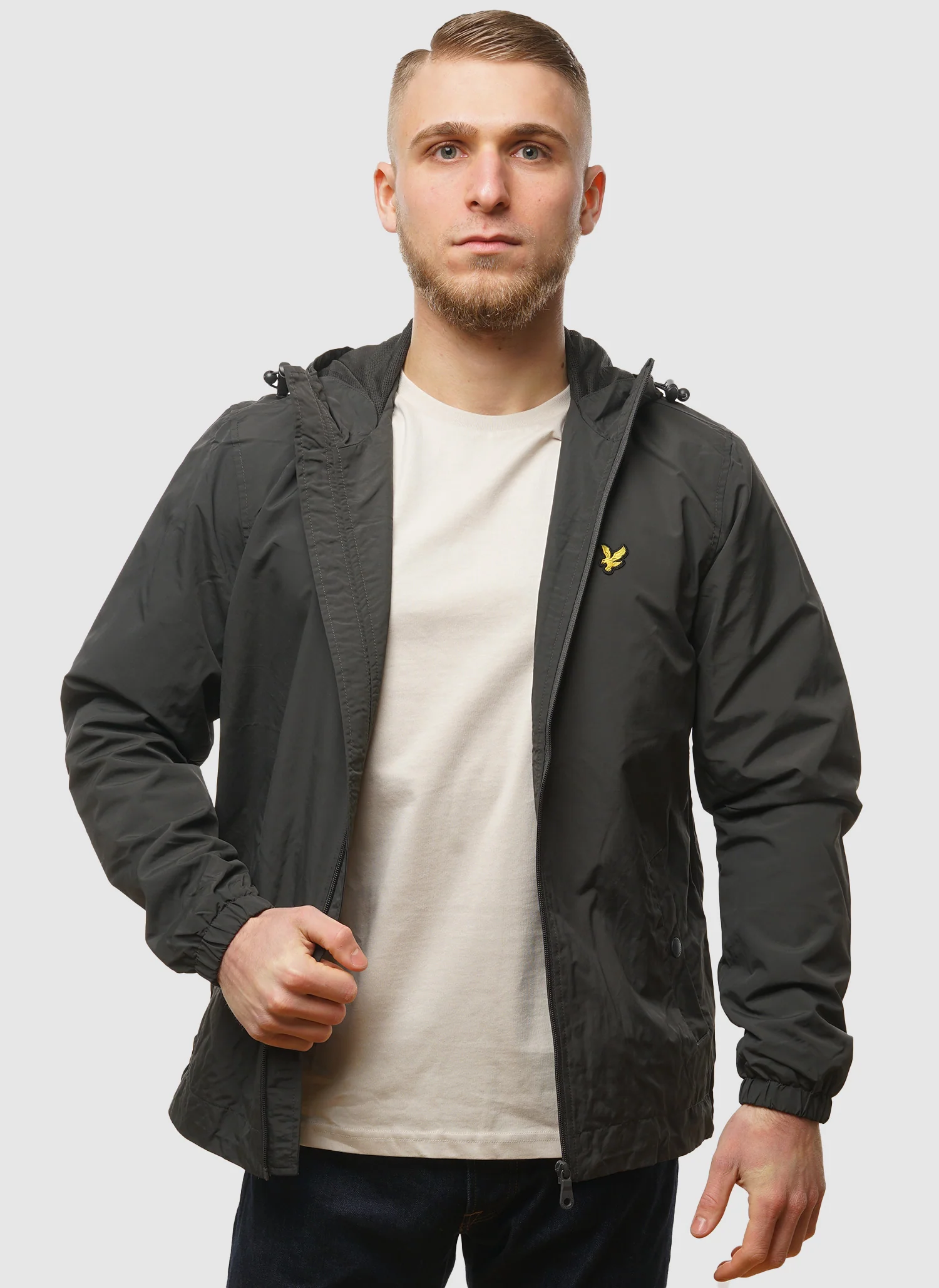 Zip Through Hooded Jacket - Gunmetal - Image 2