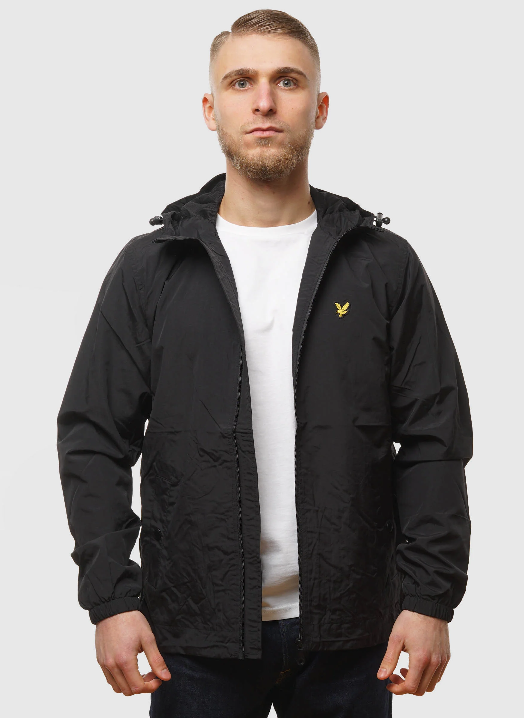 Zip Through Hooded Jacket - Jet Black - Image 2