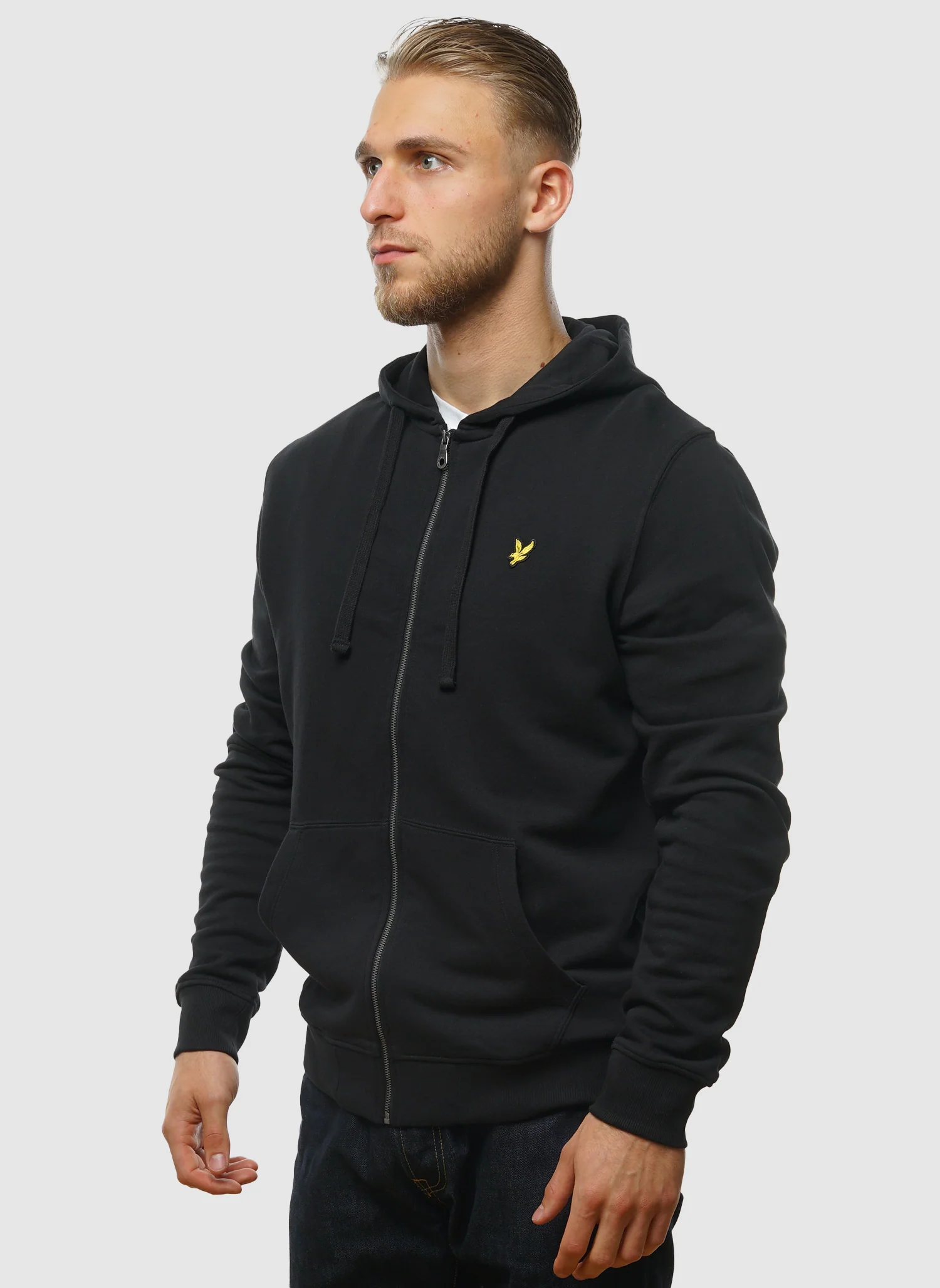 Zip Through Hoodie - Jet Black - Image 2